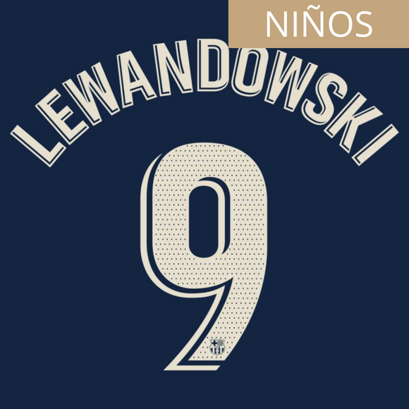 FC BARCELONA ESTAMPADO 2022-23 LEWANDOWSKI 9 LOCAL NIÑOS