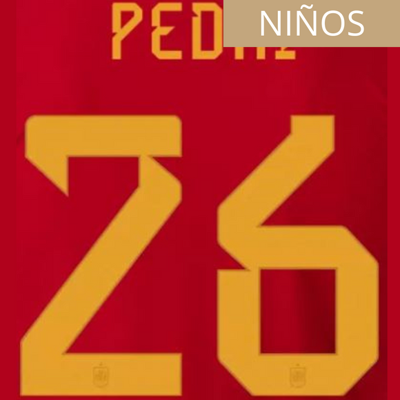 ESPAÑA ESTAMPADO 2022-23 PEDRI 26 LOCAL NIÑOS