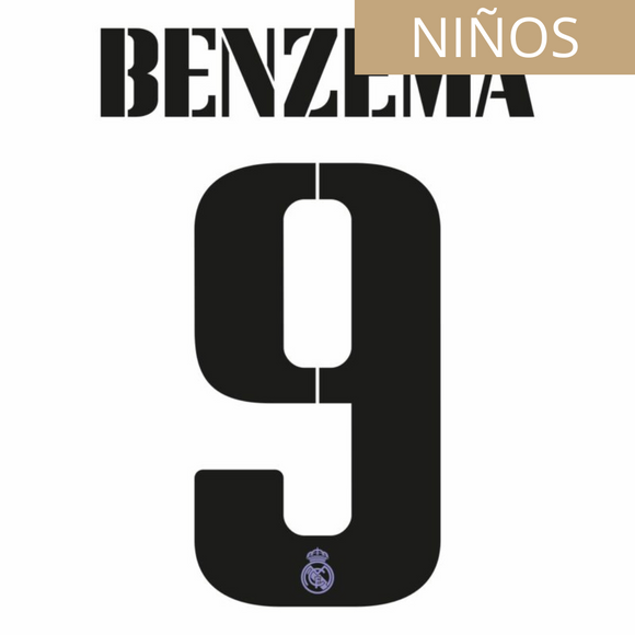 REAL MADRID ESTAMPADO 2022-23 BENZEMA 9 LOCAL Y VISITA NIÑOS
