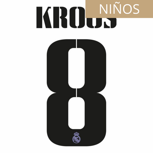 REAL MADRID ESTAMPADO 2022-23 KROOS 8 LOCAL Y VISITA NIÑOS